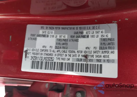 2018 Mazda Mazda3 Touring z USA, uszkodzony, nr VIN 3MZBN1V32JM209352